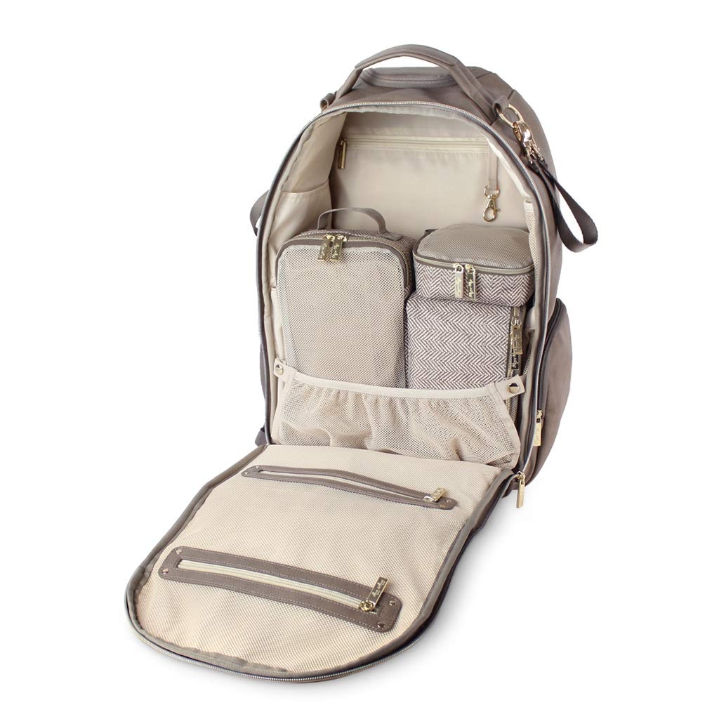 image:imageItzy Ritzy Packing Cubes For Travel Set of 3 Packing Cubes or Travel Organizers Each Cube Features a Mesh Top Double Zippers and a Fabric Handle Purple DinosaursTaupe