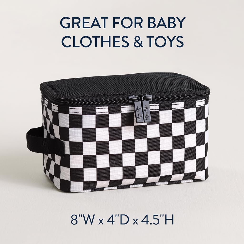 image:imageItzy Ritzy Packing Cubes For Travel Set of 3 Packing Cubes or Travel Organizers Each Cube Features a Mesh Top Double Zippers and a Fabric Handle Purple DinosaursBlack White Checkerboard