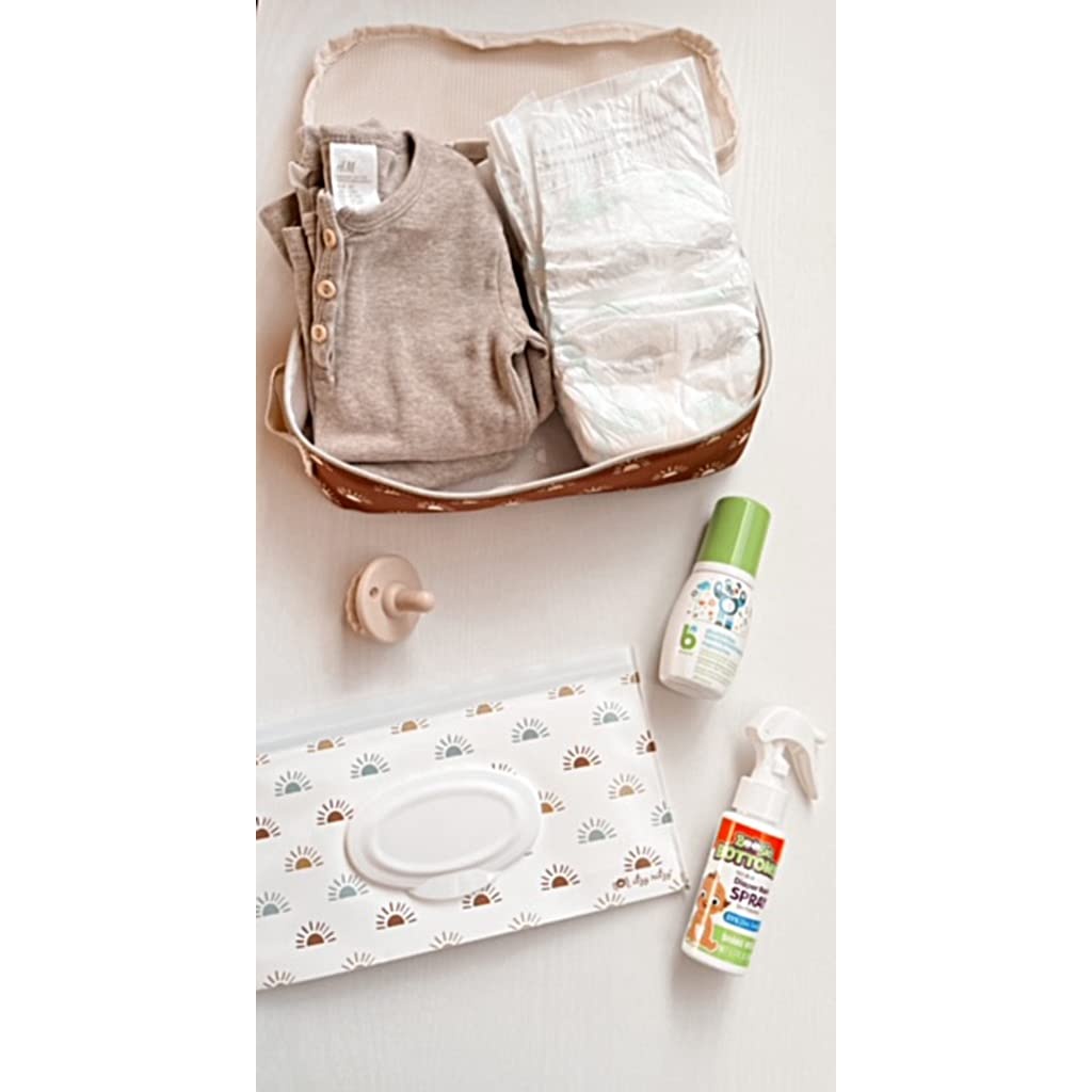 image:imageItzy Ritzy Packing Cubes For Travel Set of 3 Packing Cubes or Travel Organizers Each Cube Features a Mesh Top Double Zippers and a Fabric Handle Purple DinosaursTerracotta Sunrise