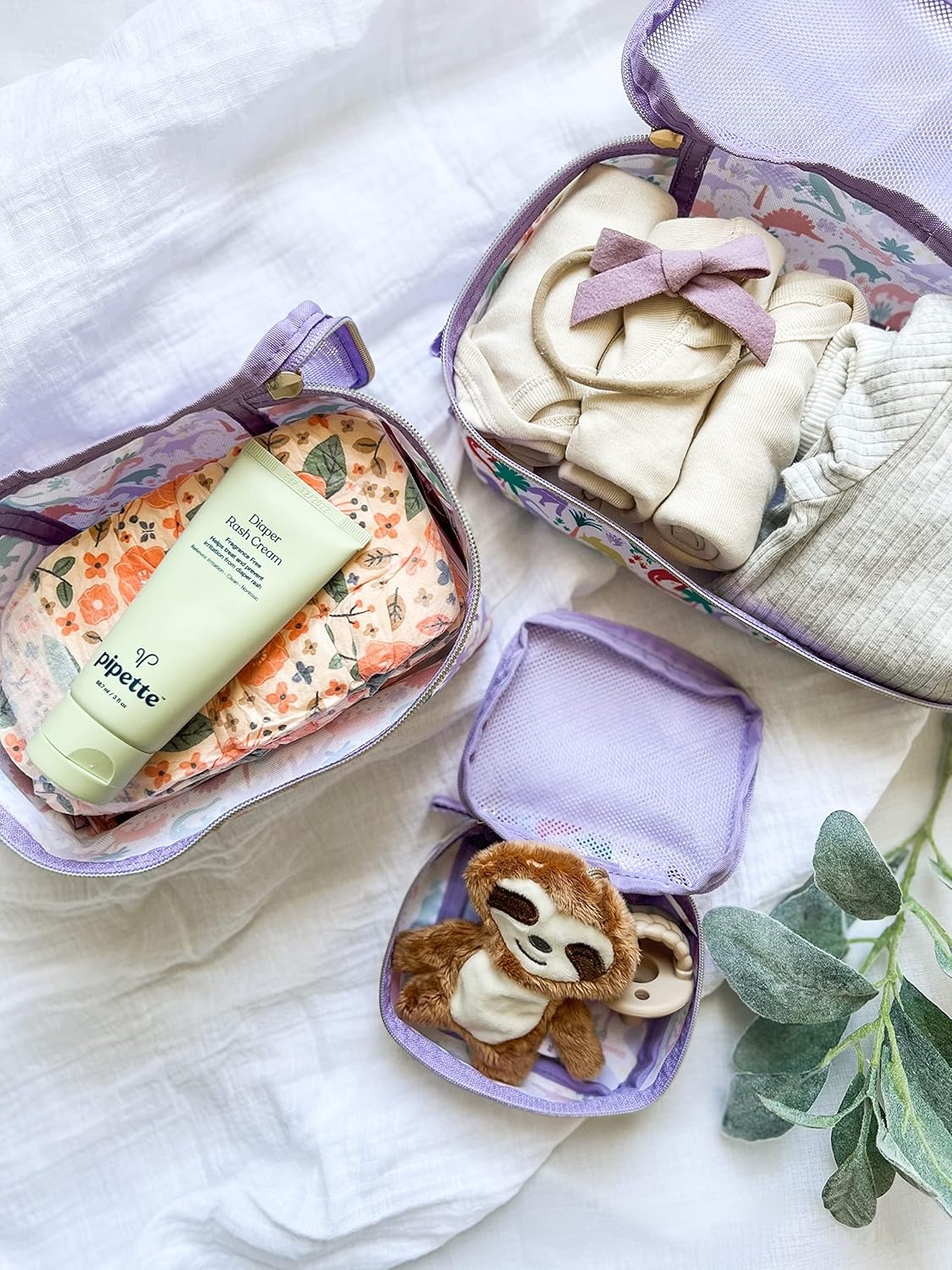 image:imageItzy Ritzy Packing Cubes For Travel Set of 3 Packing Cubes or Travel Organizers Each Cube Features a Mesh Top Double Zippers and a Fabric Handle Purple DinosaursPurple Dinosaurs