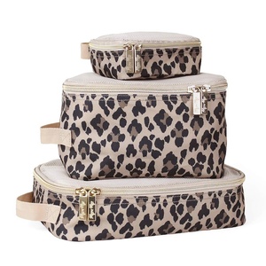 image:imageItzy Ritzy Packing Cubes For Travel  Set of 3 Packing Cubes or Travel Organizers  Each Cube Features a Mesh Top Double Zippers and a Fabric Handle Purple DinosaursLeopard