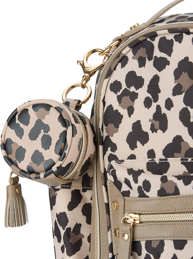image:imageItzy Ritzy Pacifier Holder Case with Clip Pacifier Case Includes Clasp to Easily Attach to a Diaper Bag or Purse Measures 25 in Diameter and Holds 2 Pacifiers Milk amp HoneyLeopard