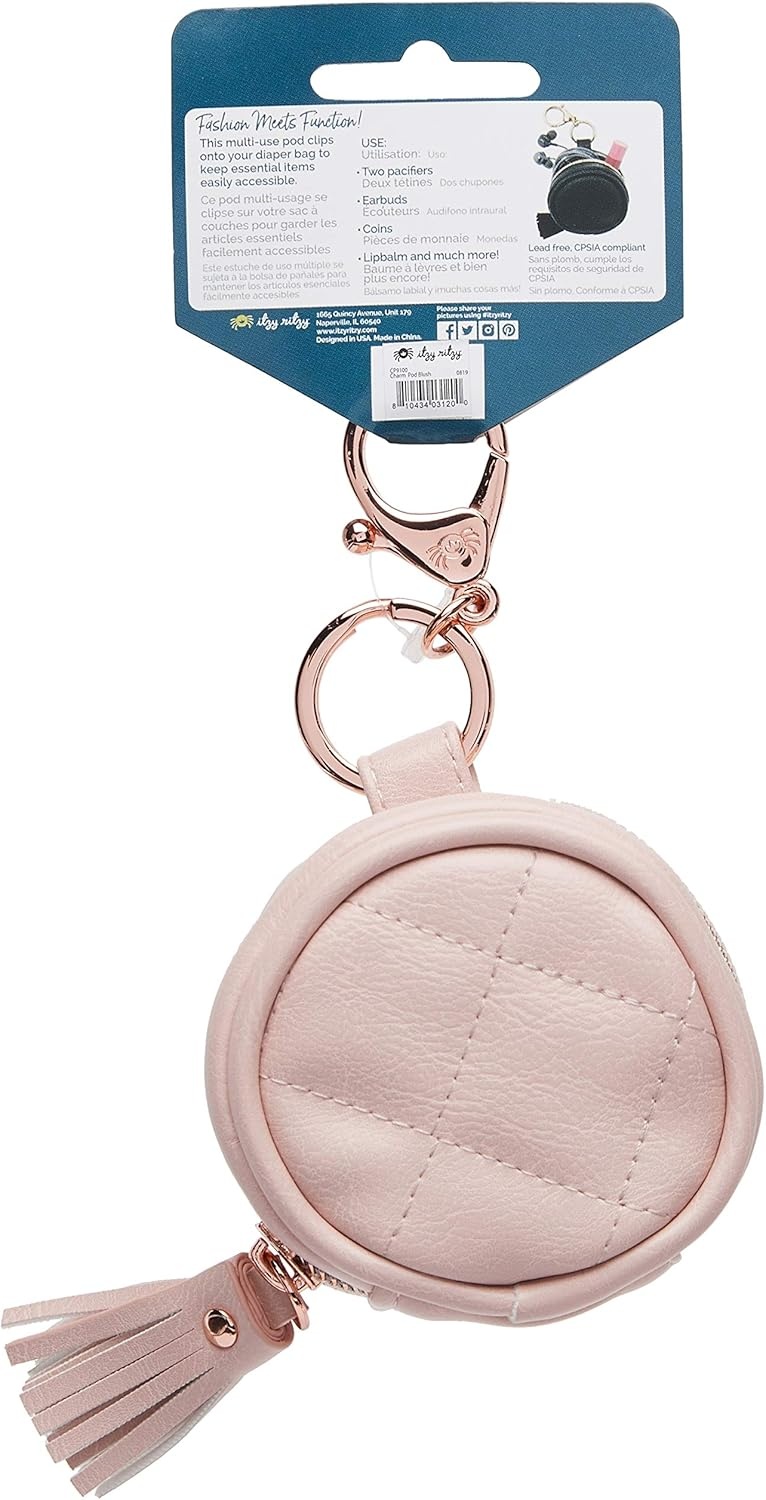image:imageItzy Ritzy Pacifier Holder Case with Clip Pacifier Case Includes Clasp to Easily Attach to a Diaper Bag or Purse Measures 25 in Diameter and Holds 2 Pacifiers Milk amp HoneyBlush