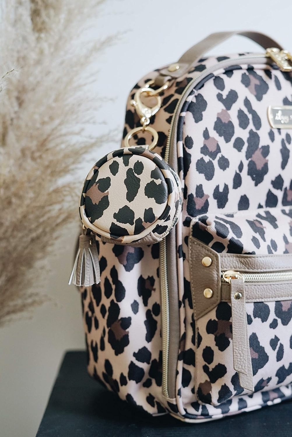 image:imageItzy Ritzy Pacifier Holder Case with Clip Pacifier Case Includes Clasp to Easily Attach to a Diaper Bag or Purse Measures 25 in Diameter and Holds 2 Pacifiers Milk amp HoneyLeopard