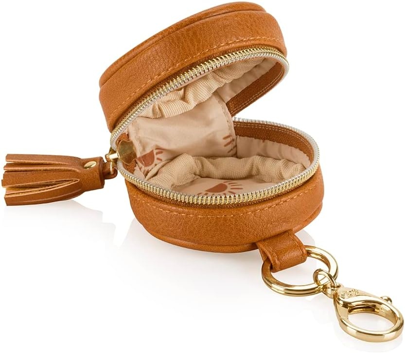 image:imageItzy Ritzy Pacifier Holder Case with Clip Pacifier Case Includes Clasp to Easily Attach to a Diaper Bag or Purse Measures 25 in Diameter and Holds 2 Pacifiers Milk amp HoneyCognac