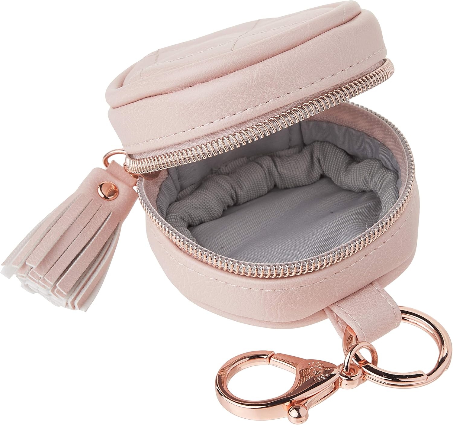 image:imageItzy Ritzy Pacifier Holder Case with Clip Pacifier Case Includes Clasp to Easily Attach to a Diaper Bag or Purse Measures 25 in Diameter and Holds 2 Pacifiers Milk amp HoneyBlush