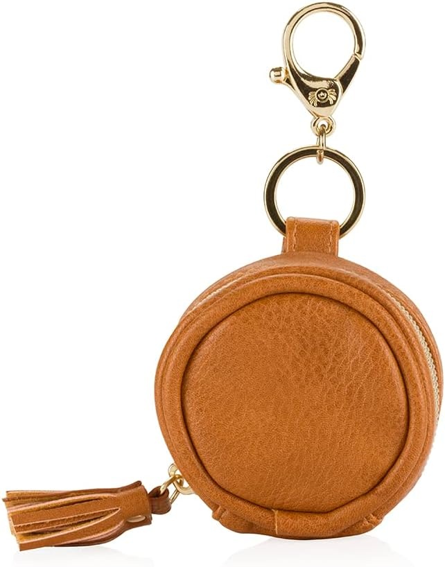 image:imageItzy Ritzy Pacifier Holder Case with Clip Pacifier Case Includes Clasp to Easily Attach to a Diaper Bag or Purse Measures 25 in Diameter and Holds 2 Pacifiers Milk amp HoneyCognac