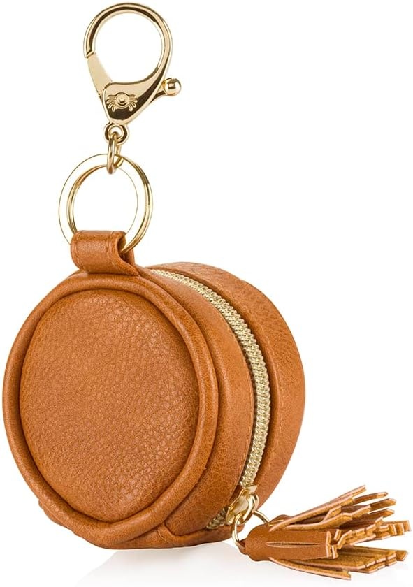 image:imageItzy Ritzy Pacifier Holder Case with Clip Pacifier Case Includes Clasp to Easily Attach to a Diaper Bag or Purse Measures 25 in Diameter and Holds 2 Pacifiers Milk amp HoneyCognac