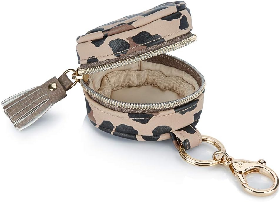 image:imageItzy Ritzy Pacifier Holder Case with Clip Pacifier Case Includes Clasp to Easily Attach to a Diaper Bag or Purse Measures 25 in Diameter and Holds 2 Pacifiers Milk amp HoneyLeopard