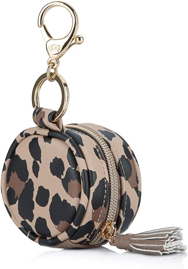 image:imageItzy Ritzy Pacifier Holder Case with Clip Pacifier Case Includes Clasp to Easily Attach to a Diaper Bag or Purse Measures 25 in Diameter and Holds 2 Pacifiers Milk amp HoneyLeopard