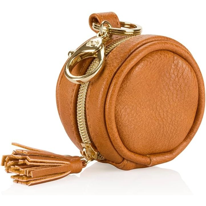 image:imageItzy Ritzy Pacifier Holder Case with Clip Pacifier Case Includes Clasp to Easily Attach to a Diaper Bag or Purse Measures 25 in Diameter and Holds 2 Pacifiers Milk amp HoneyCognac