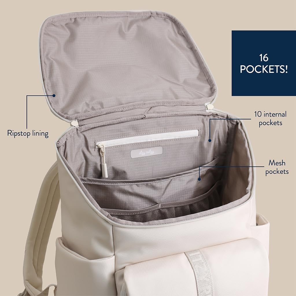 image:imageItzy Ritzy Belong Bucket Backpack Lightweight Diaper Bag Backpack Featuring 16 Pockets Bucket Top Opening Stroller Straps amp Changing Pad Organized and Stylish Everyday Family Backpack GreenBone