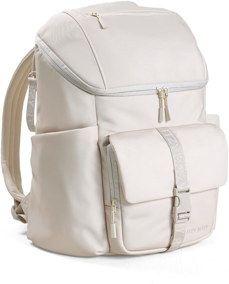 image:imageItzy Ritzy Belong Bucket Backpack Lightweight Diaper Bag Backpack Featuring 16 Pockets Bucket Top Opening Stroller Straps amp Changing Pad Organized and Stylish Everyday Family Backpack GreenBone