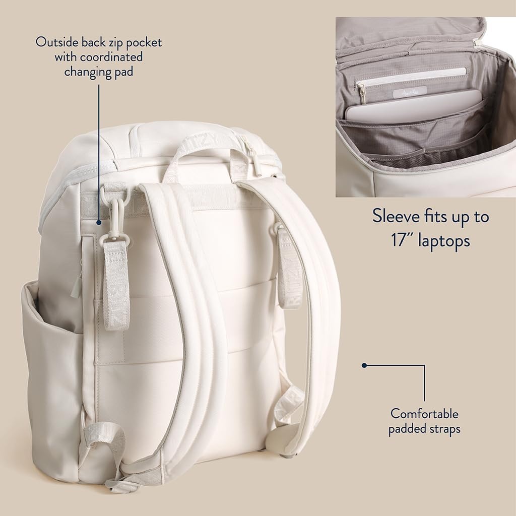 image:imageItzy Ritzy Belong Bucket Backpack Lightweight Diaper Bag Backpack Featuring 16 Pockets Bucket Top Opening Stroller Straps amp Changing Pad Organized and Stylish Everyday Family Backpack GreenBone