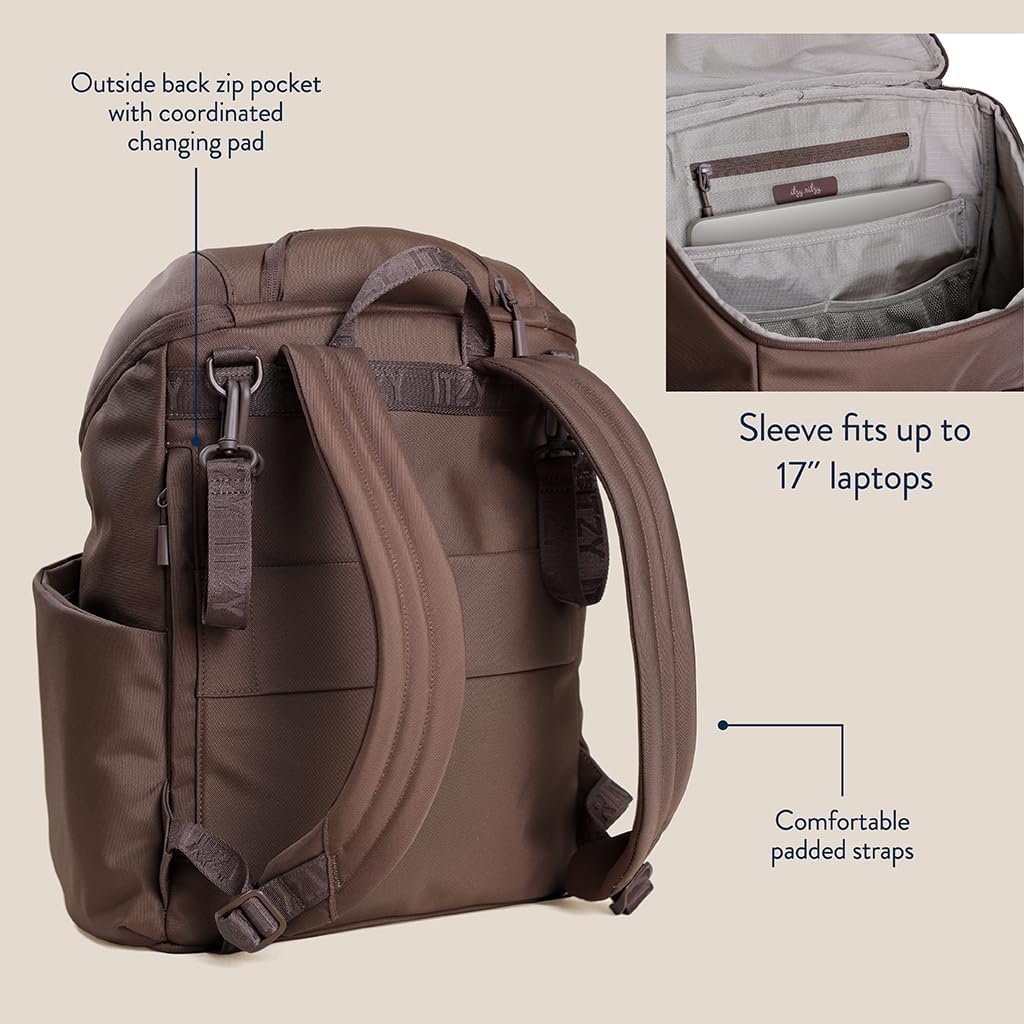 image:imageItzy Ritzy Belong Bucket Backpack Lightweight Diaper Bag Backpack Featuring 16 Pockets Bucket Top Opening Stroller Straps amp Changing Pad Organized and Stylish Everyday Family Backpack GreenChocolate