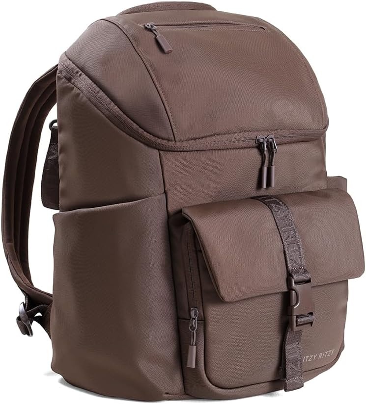 image:imageItzy Ritzy Belong Bucket Backpack Lightweight Diaper Bag Backpack Featuring 16 Pockets Bucket Top Opening Stroller Straps amp Changing Pad Organized and Stylish Everyday Family Backpack GreenChocolate