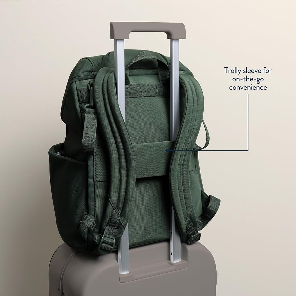 image:imageItzy Ritzy Belong Bucket Backpack Lightweight Diaper Bag Backpack Featuring 16 Pockets Bucket Top Opening Stroller Straps amp Changing Pad Organized and Stylish Everyday Family Backpack GreenHunter Green