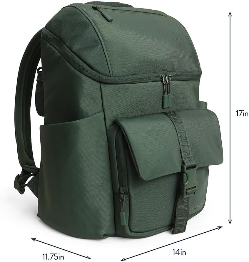 image:imageItzy Ritzy Belong Bucket Backpack Lightweight Diaper Bag Backpack Featuring 16 Pockets Bucket Top Opening Stroller Straps amp Changing Pad Organized and Stylish Everyday Family Backpack GreenHunter Green