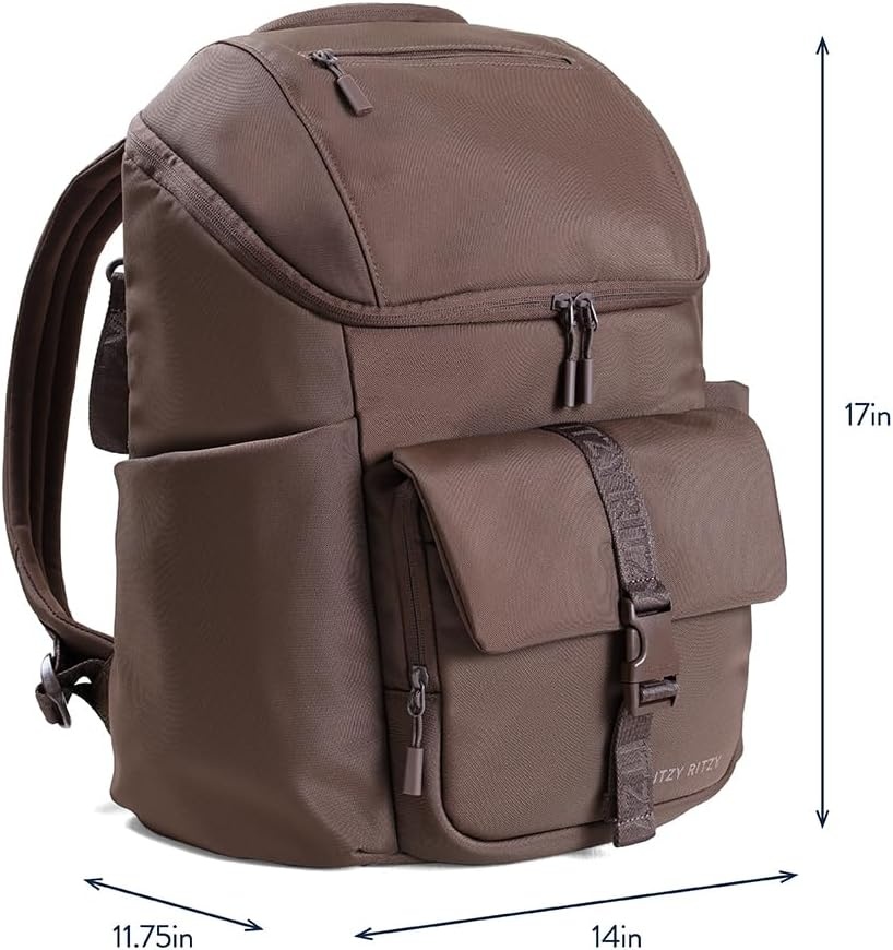 image:imageItzy Ritzy Belong Bucket Backpack Lightweight Diaper Bag Backpack Featuring 16 Pockets Bucket Top Opening Stroller Straps amp Changing Pad Organized and Stylish Everyday Family Backpack GreenChocolate