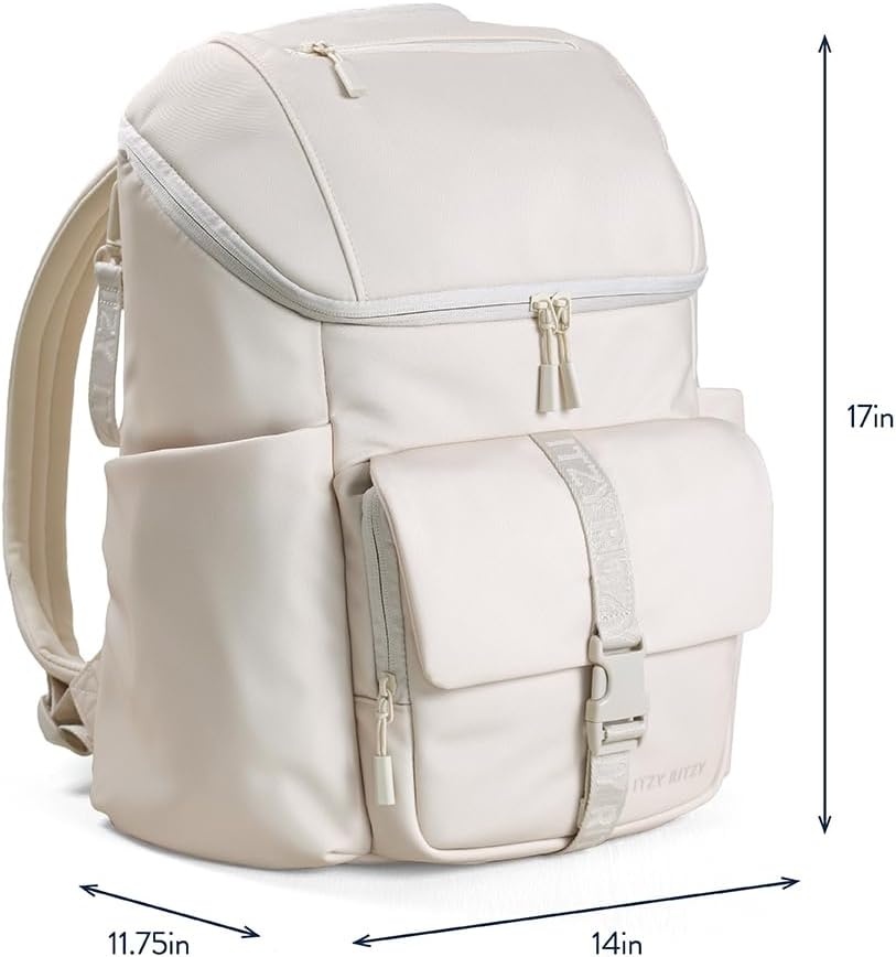 image:imageItzy Ritzy Belong Bucket Backpack Lightweight Diaper Bag Backpack Featuring 16 Pockets Bucket Top Opening Stroller Straps amp Changing Pad Organized and Stylish Everyday Family Backpack GreenBone