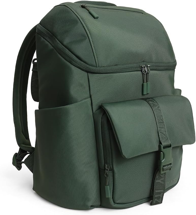image:imageItzy Ritzy Belong Bucket Backpack Lightweight Diaper Bag Backpack Featuring 16 Pockets Bucket Top Opening Stroller Straps amp Changing Pad Organized and Stylish Everyday Family Backpack GreenHunter Green