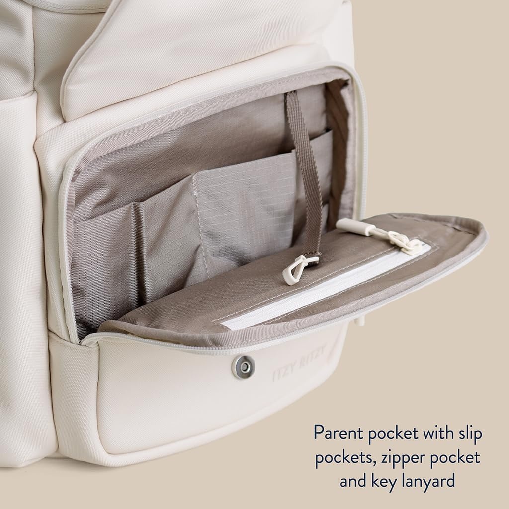 image:imageItzy Ritzy Belong Bucket Backpack Lightweight Diaper Bag Backpack Featuring 16 Pockets Bucket Top Opening Stroller Straps amp Changing Pad Organized and Stylish Everyday Family Backpack GreenBone