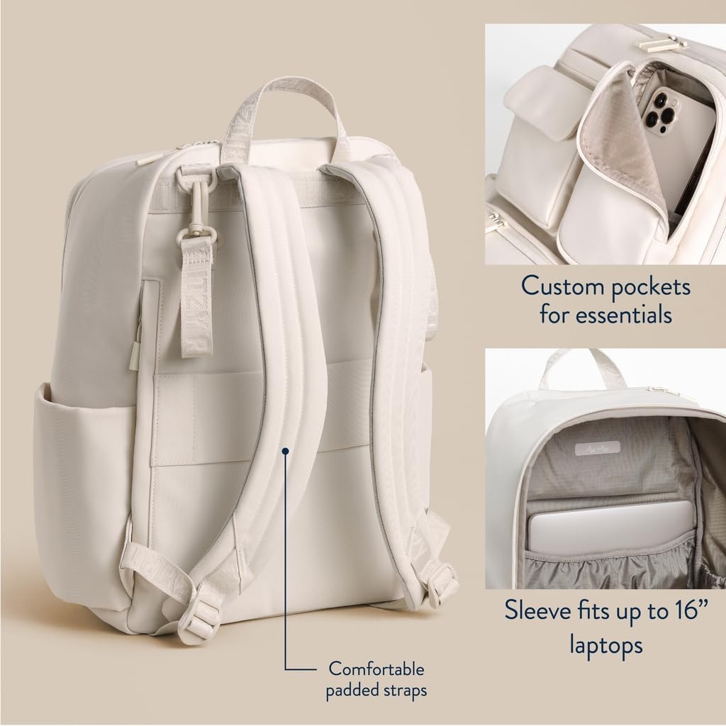 image:imageItzy Ritzy Utility Diaper Bag Backpack Features 17 Pockets Including 2 Insulated Bottle Holders amp Trolley Sleeve and Includes Stroller Straps amp Changing Pad Part of the Belong Collection GreenCream