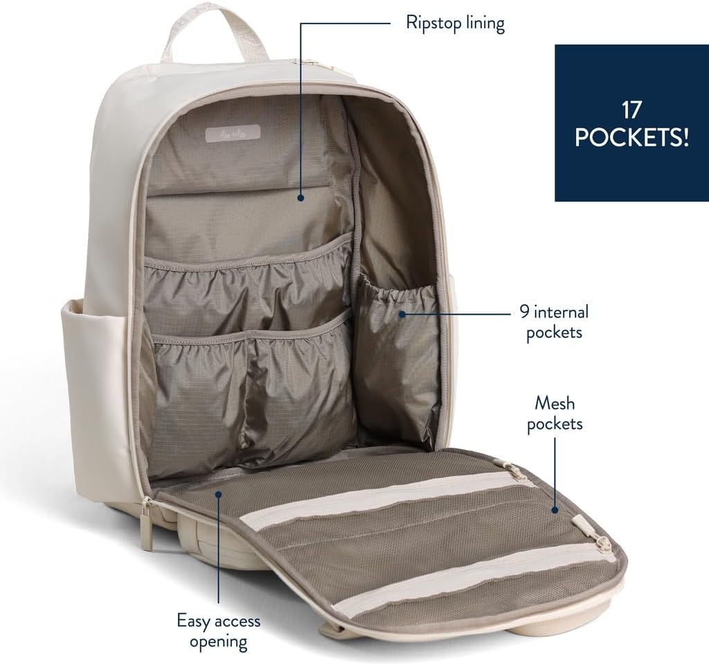 image:imageItzy Ritzy Utility Diaper Bag Backpack Features 17 Pockets Including 2 Insulated Bottle Holders amp Trolley Sleeve and Includes Stroller Straps amp Changing Pad Part of the Belong Collection GreenCream