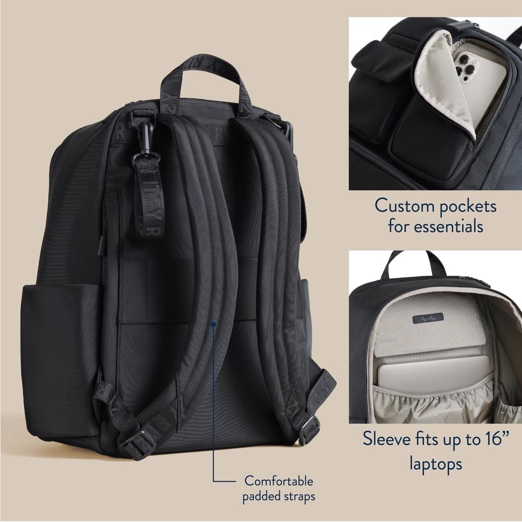 image:imageItzy Ritzy Utility Diaper Bag Backpack Features 17 Pockets Including 2 Insulated Bottle Holders amp Trolley Sleeve and Includes Stroller Straps amp Changing Pad Part of the Belong Collection GreenBlack
