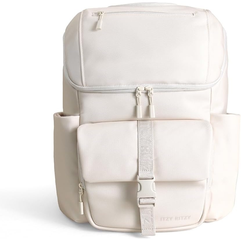 image:imageItzy Ritzy Belong Bucket Backpack Lightweight Diaper Bag Backpack Featuring 16 Pockets Bucket Top Opening Stroller Straps amp Changing Pad Organized and Stylish Everyday Family Backpack GreenBone