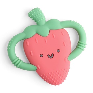 image:imageItzy Ritzy StrawberryShaped Baby Teether with Handles  Silicone Teether for Babies with EasyGrab Handles and Textured Teethable Surfaces  Baby Teething Toy for 3 Months amp Up StrawberryStrawberry