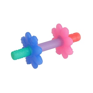 image:imageItzy Ritzy Teensy Tube Teether  Textured Hollow Baby Teething Tube that Reaches Front Teeth amp Back Molars Made of Soft Silicone Pink RainbowPink Rainbow