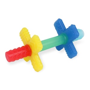 image:imageItzy Ritzy Teensy Tube Teether  Textured Hollow Baby Teething Tube that Reaches Front Teeth amp Back Molars Made of Soft Silicone Pink RainbowRainbow