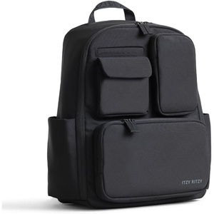 image:imageItzy Ritzy Utility Diaper Bag Backpack  Features 17 Pockets Including 2 Insulated Bottle Holders amp Trolley Sleeve and Includes Stroller Straps amp Changing Pad  Part of the Belong Collection GreenBlack