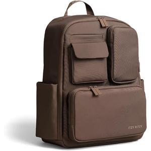 image:imageItzy Ritzy Utility Diaper Bag Backpack  Features 17 Pockets Including 2 Insulated Bottle Holders amp Trolley Sleeve and Includes Stroller Straps amp Changing Pad  Part of the Belong Collection GreenMocha