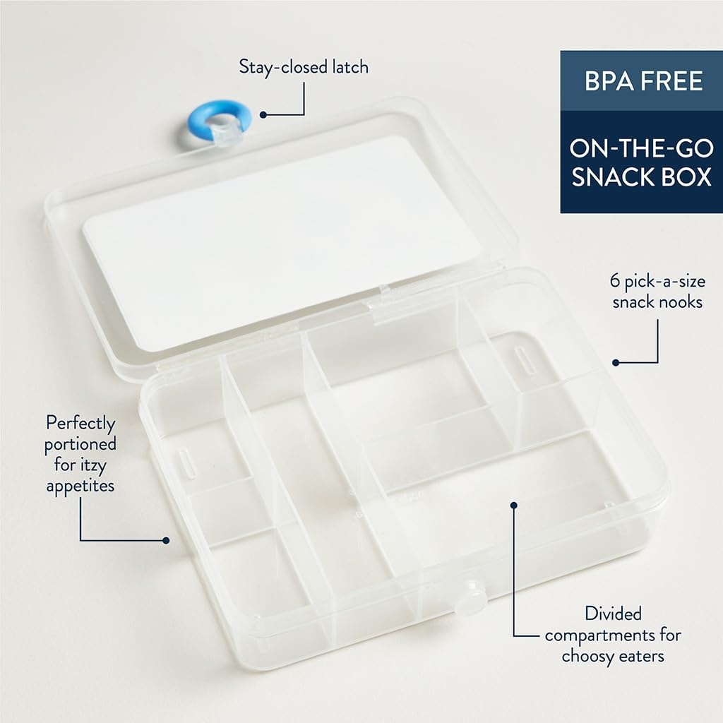 image:imageItzy Ritzy Divided Snack Box BPAFree Travel Snack Container with 6 Compartments and SnapTight Lid Convenient Food Storage for Car Rides Daycare and OntheGo