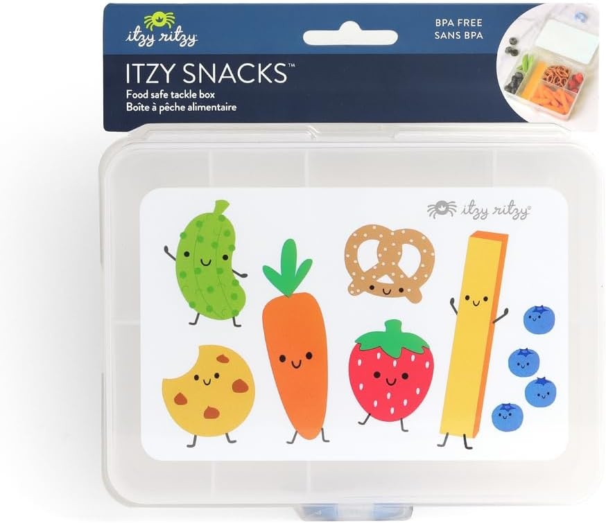 image:imageItzy Ritzy Divided Snack Box BPAFree Travel Snack Container with 6 Compartments and SnapTight Lid Convenient Food Storage for Car Rides Daycare and OntheGo