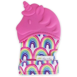 image:imageItzy Ritzy Silicone Teething Mitt  Soothing Infant Teething Mitten with Adjustable Strap Crinkle Sound amp Textured Silicone to Soothe Sore amp Swollen Gums  for Ages 3 Months amp Up Teal DinosaurPink Unicorn