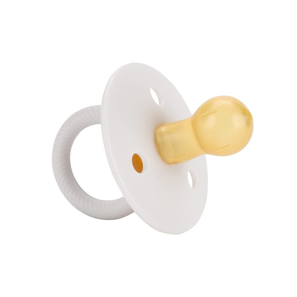 image:imageItzy Ritzy Natural Rubber Pacifiers Set of 2 Natural Rubber Newborn Pacifiers with CherryShaped Nipple amp Large Air Holes for Added Safety Set of 2 in Mint amp White Ages 0 6 Months