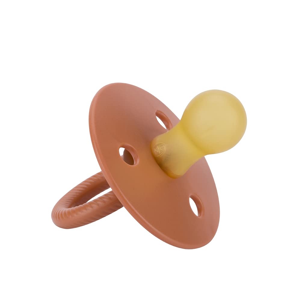 image:imageItzy Ritzy Natural Rubber Pacifiers Set of 2 Natural Rubber Newborn Pacifiers with CherryShaped Nipple amp Large Air Holes for Added Safety Set of 2 in Chocolate amp Caramel Ages 0 6 Months