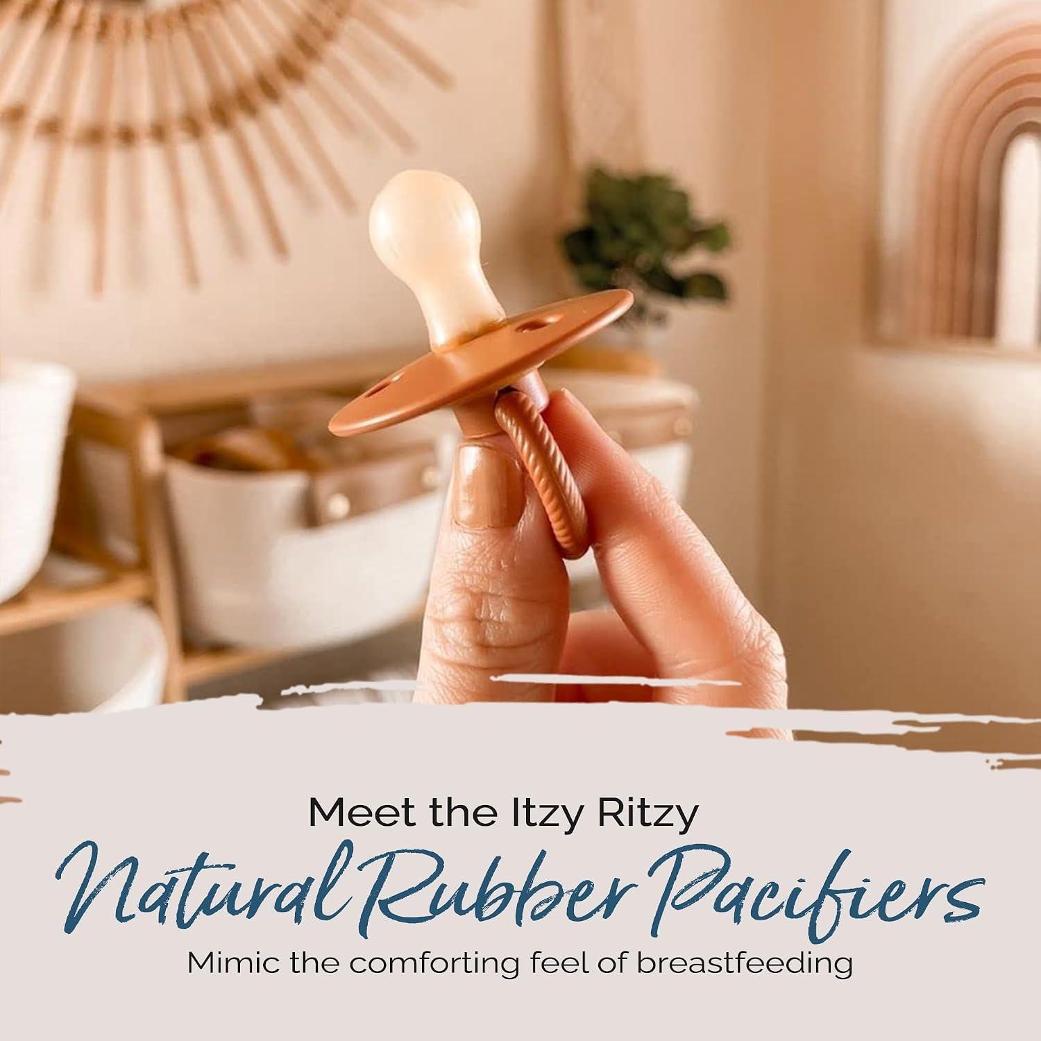 image:imageItzy Ritzy Natural Rubber Pacifiers Set of 2 Natural Rubber Newborn Pacifiers with CherryShaped Nipple amp Large Air Holes for Added Safety Set of 2 in Chocolate amp Caramel Ages 0 6 Months