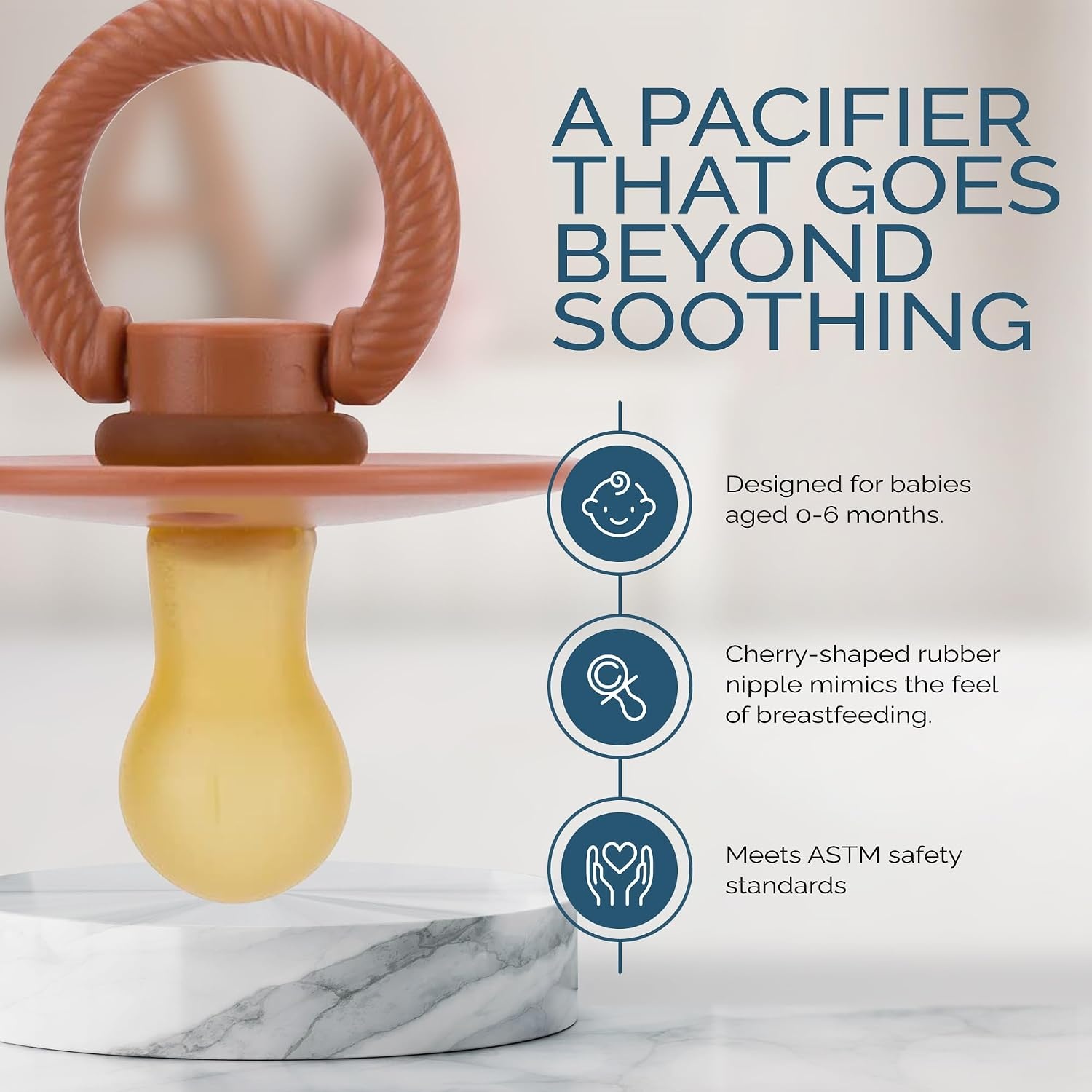 image:imageItzy Ritzy Natural Rubber Pacifiers Set of 2 Natural Rubber Newborn Pacifiers with CherryShaped Nipple amp Large Air Holes for Added Safety Set of 2 in Chocolate amp Caramel Ages 0 6 Months