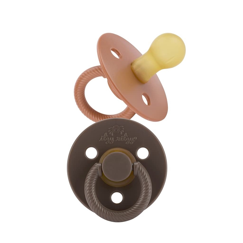 image:imageItzy Ritzy Natural Rubber Pacifiers Set of 2 Natural Rubber Newborn Pacifiers with CherryShaped Nipple amp Large Air Holes for Added Safety Set of 2 in Chocolate amp Caramel Ages 0 6 Months