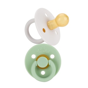 image:imageItzy Ritzy Natural Rubber Pacifiers Set of 2  Natural Rubber Newborn Pacifiers with CherryShaped Nipple amp Large Air Holes for Added Safety Set of 2 in Mint amp White Ages 0  6 Months